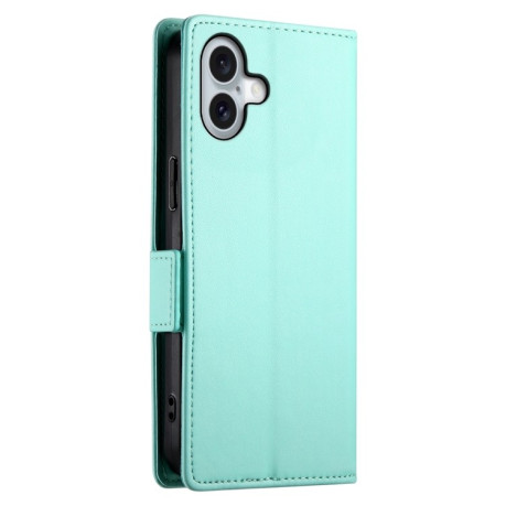 Чехол-книжка Side Buckle Magnetic Frosted Leather для iPhone 16 Plus - зеленый