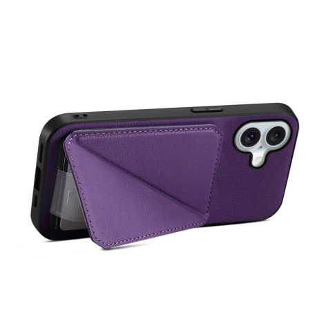 Чохол D04 Calf Texture Dual Card Slot Holder для iPhone 16 - фіолетовий