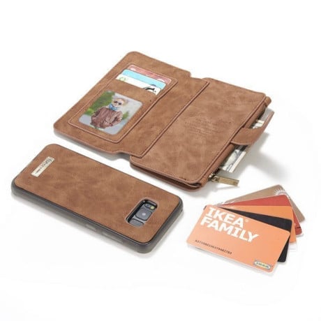 Шкіряний чохол-гаманець CaseMe з відділенням для кредитних карток на Samsung Galaxy S8/G950 - коричневий