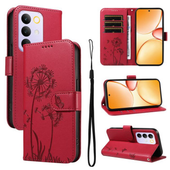 Чехол-книжка с тиснением Dandelion и магнитным хлястиком для Realme C85 Pro 4G — красный