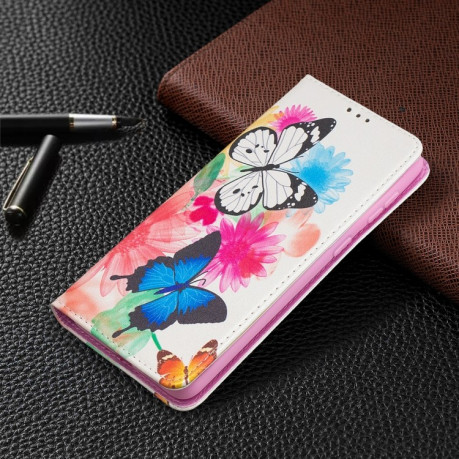 Чехол-книжка Colored Drawing Series на Samsung Galaxy S21 Plus - Two Butterflies
