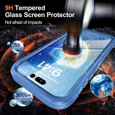 Противоударный чехол RedPepper Tempered Glass с MagSafe на iPhone Air - синий