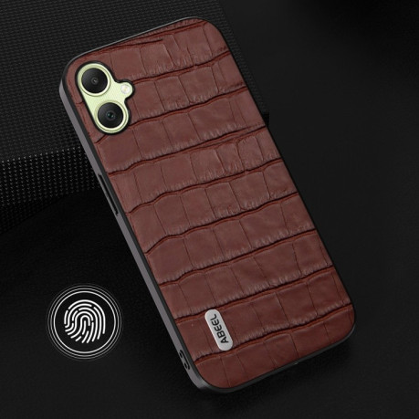 Протиударний чохол ABEEL Crocodile Texture Genuine Leather для Samsung Galaxy A05 - коричневий