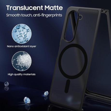Ультратонкий полупрозрачный чехол с MagSafe гибрид PC+TPU на Samsung Galaxy Fold 7 5G - черный