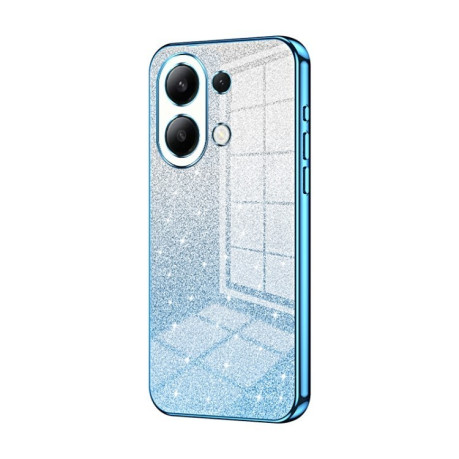 Ударозащитный чехол Gradient Glitter Powder Electroplated на Xiaomi Redmi Note 13 4G - синий