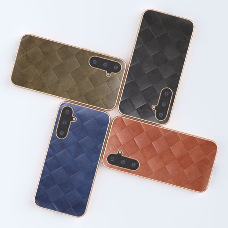 Протиударний чохол Nano Plating Weave Plaid Texture для Samsung Galaxy S23 FE 5G - коричневий
