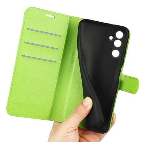 Чехол-книжка Litchi Texture Horizontal Flip Leather на Samsung Galaxy M16 / F16 - зеленый