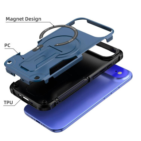 Противоударный чехол Armor Magsafe Holder PC Hybrid TPU для iPhone Air - синий