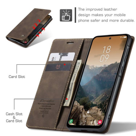 Чехол-книжка CaseMe-013 Multifunctional на Samsung Galaxy A56 - кофейный