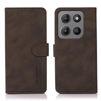 Чехол-книжка KHAZNEH матовая фактура на Motorola Moto G15 4G / G05 - коричневый