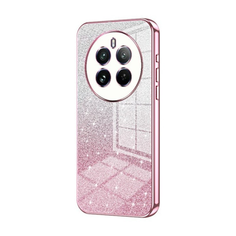 Ударозащитный чехол Gradient Glitter Powder Electroplated на Realme 12 Pro / 12 Pro+ - розовый