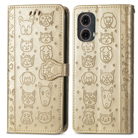 Чехол-книжка Cat and Dog для Motorola Moto G85 - золотой