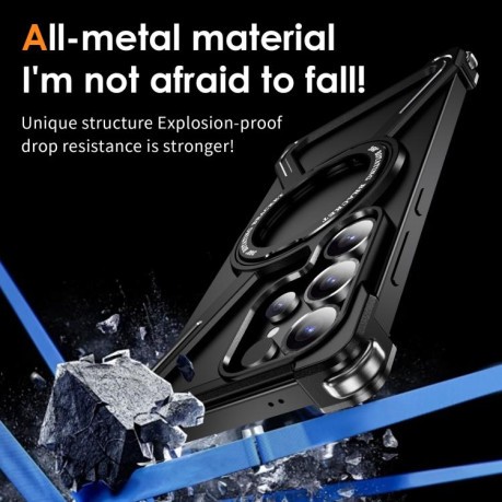 Протиударний чохол Titanium Alloy MagSafe Magnetic Airbag Shockproof для Samsung Galaxy S25 Ultra 5G - чорний