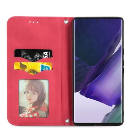 Чехол-книжка Retro Skin Feel Business Magnetic на Samsung Galaxy S22 Ultra 5G - красный