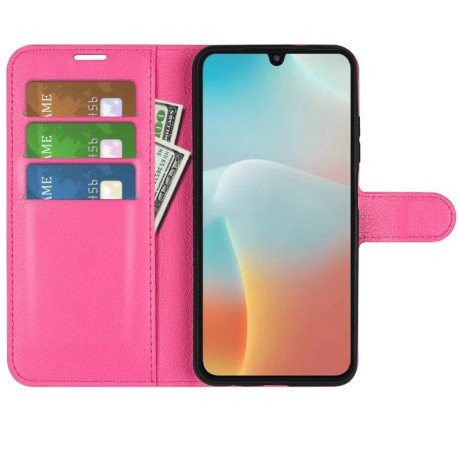 Чехол-книжка Litchi Texture Horizontal Flip Leather на Samsung Galaxy M16 / F16 - пурпурно-красный