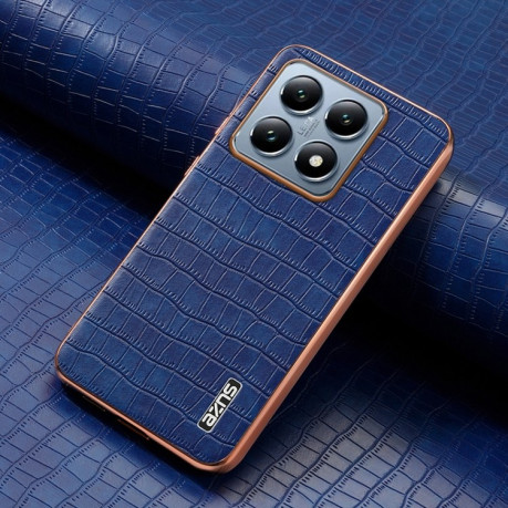 Чохол AZNS Electroplated Frame Crocodile Texture на Xiaomi 14T Pro 5G - синій