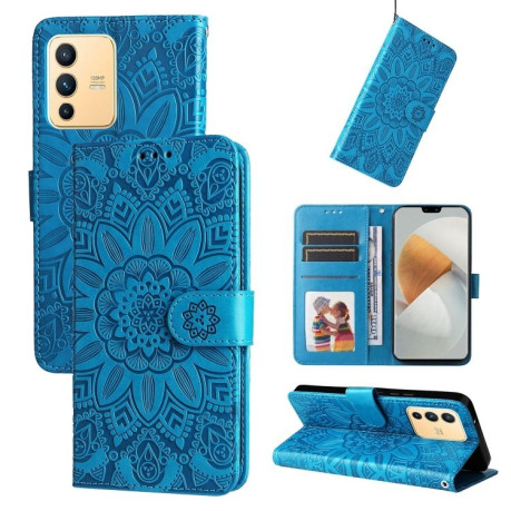 Чехол-книжка Embossed Sunflower для Vivo S12 / V23 5G - синий