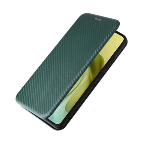 Чохол-книжка Carbon Fiber Texture на Motorola Moto G86 5G - зелений