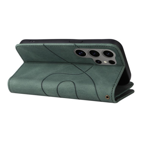 Чехол-книжка Dual-color 9 Card Slots Zipper Wallet Leather для Samsung Galaxy S25 Ultra 5G - зеленый