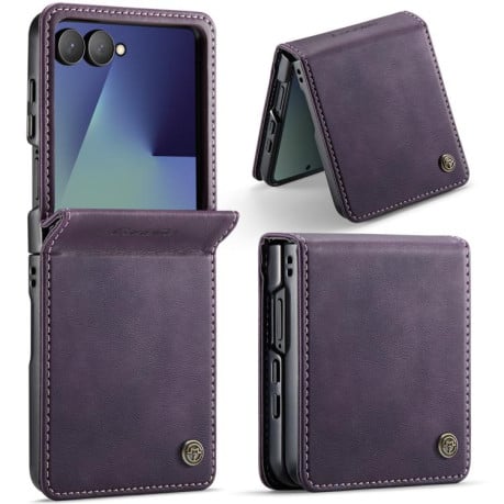Чохол-книжка CaseMe 033 з фактурою Calf та захистом від сканування RFID на Samsung Galaxy Filp 7 5G - фіолетовий