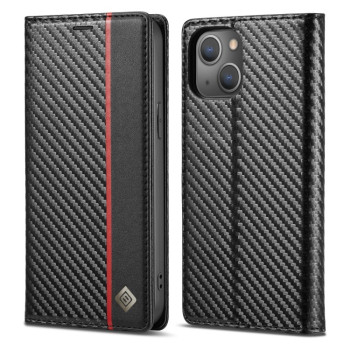 Чохол-книжка LC.IMEEKE Carbon Fiber для iPhone 14 Plus - чорний