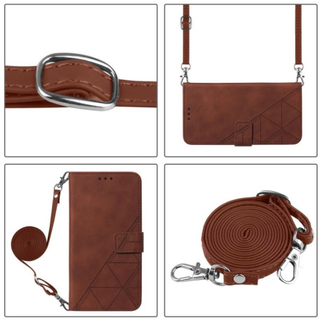 Чохол-книжка Crossbody 3D Embossed Flip Leather на Xiaomi 14T Pro - коричневий