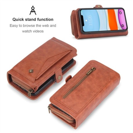 Чехол-кошелек POLA Multi-function для iPhone 11 - коричневый