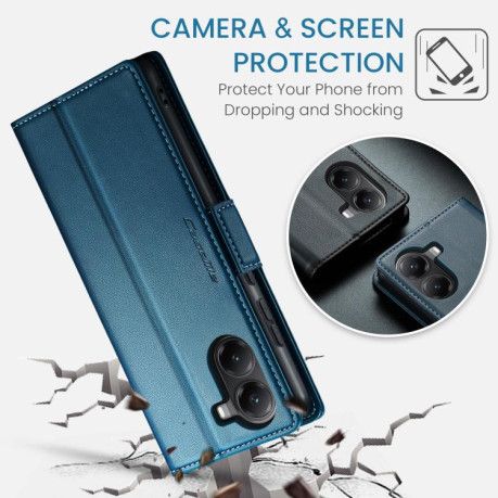 Чехол-книжка CaseMe 023 Butterfly Buckle Litchi Texture RFID Anti-theft Leather для Xiaomi Poco X7 Pro - синий