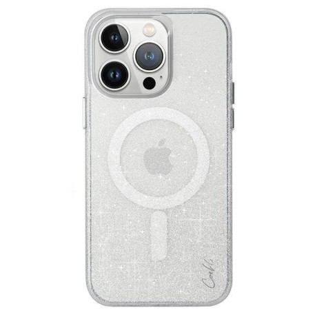 Оригинальный чехол Uniq Coehl Lumino Magnetic Charging для iPhone 15 Pro - silver/sparkling silver