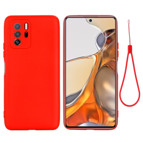 Чехол Solid Color Liquid Silicone на Xiaomi Redmi Note 10 Pro / Poco X3 - красный