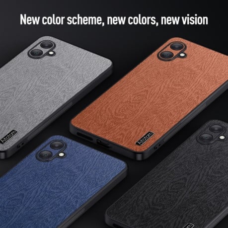 Чехол Tree Bark Leather Shockproof для Samsung Galaxy A06 4G - черный