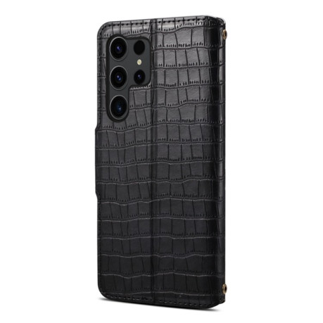 Чохол Denior Crocodile Texture Oil Edge Leather на Samsung Galaxy S24 Ultra 5G - чорний