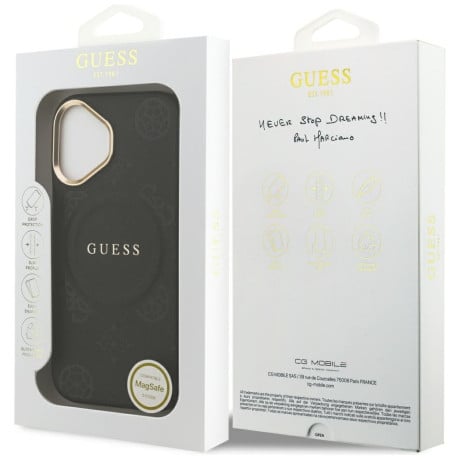 Оригинальный чехол Guess Peony Hot Stamp с MagSafe на iPhone 17 - Black