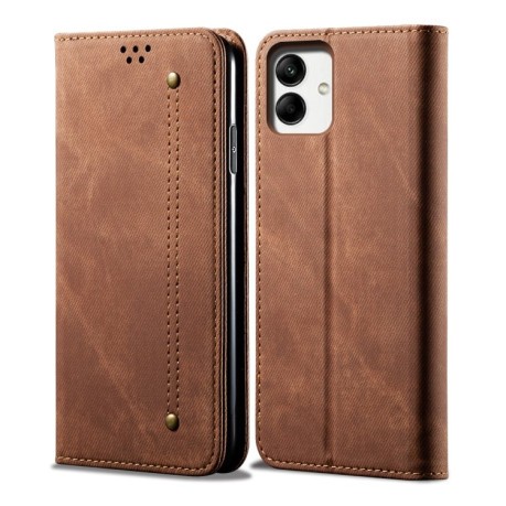 Чохол книжка Denim Texture Casual Style Samsung Galaxy A05 - коричневий