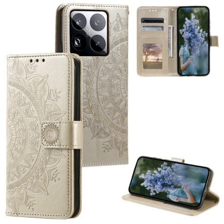 Чохол-книжка Totem Flower для Xiaomi 15 Pro - золотий