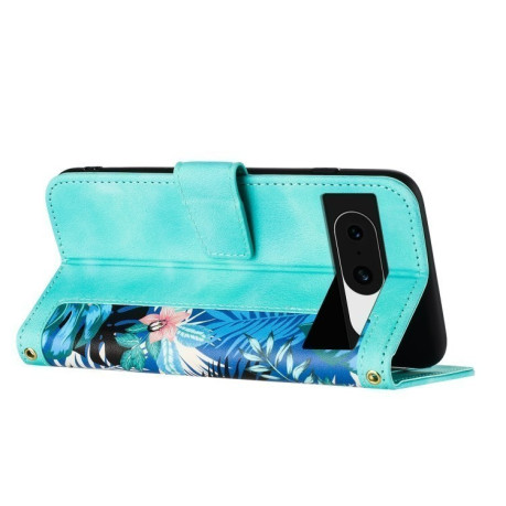 Чехол-книжка Floral Pattern Leather для Google Pixel 8a - зеленый