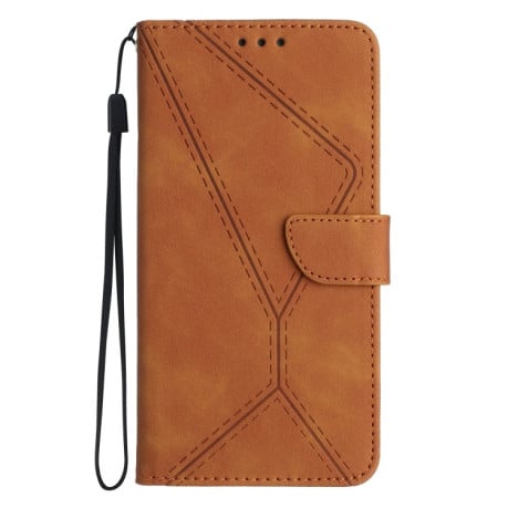 Чехол-книжка Stitching Embossed Leather для Samsung Galaxy M55 - коричневый