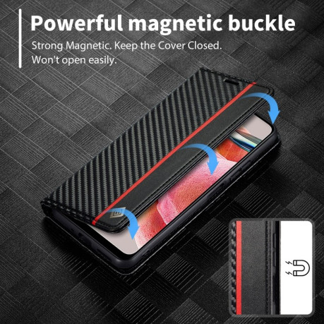 Чехол-книжка LC.IMEEKE Carbon Fiber для Xiaomi Redmi Note 12 4G - Vertical Black
