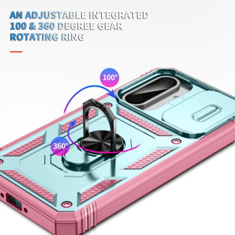 Противоударный чехол Sliding Camshield для Samsung Galaxy A56 5G - Green+Pink