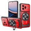 Ударозахисний чохол Transparent MagSafe Magnetic Rotating Ring Holder для Xiaomi Redmi K80 Pro / Poco F7 Ultra — червоний