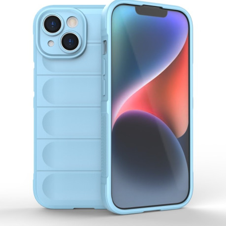 Силиконовый чехол Magic Flannel для iPhone 15 - голубой