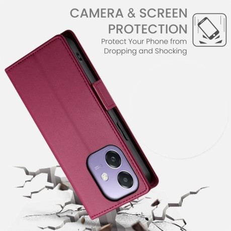 Чехол-книжка Side Buckle Magnetic Frosted Leather для OPPO A3/A3x/A40m - винно-красный