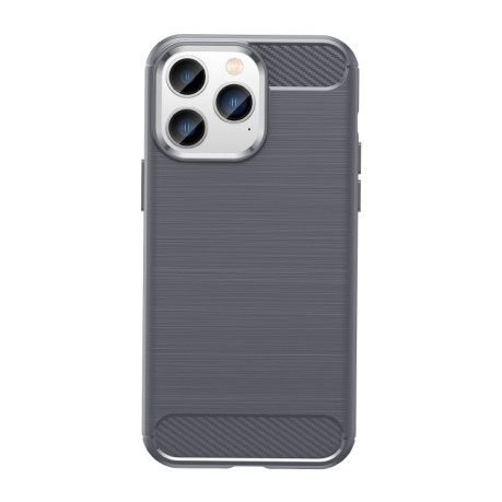 Чехол Brushed Texture Carbon Fiber на iPhone 14 Pro Max - серый