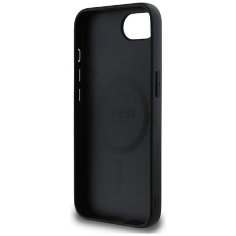 Оригинальный чехол Guess Grained Classic Logo MagSafe на iPhone 16e - Black