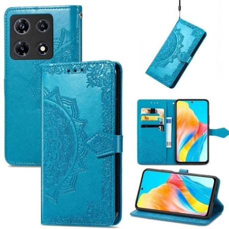 Чохол-книжка з тисненням Mandala та магнітним хлястиком на Infinix Note 30 Pro - синій