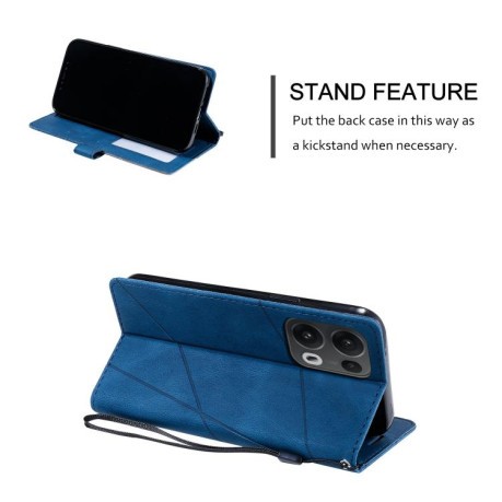 Чехол-книжка Skin Feel Splicing для OPPO Reno13 Pro 5G - синий