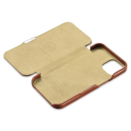 Кожаный чехол-книжка iCarer Metal Clip Vintage для iPhone 13 mini - коричневый