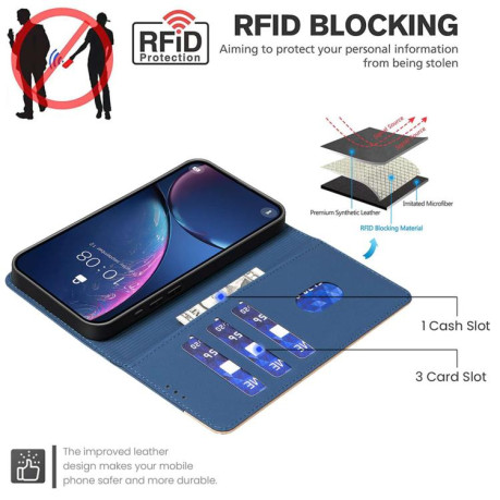 Чохол-книжка Color Matching RFID Anti-theft Leather на Samsung Galaxy M16 5G / F16 5G - синій