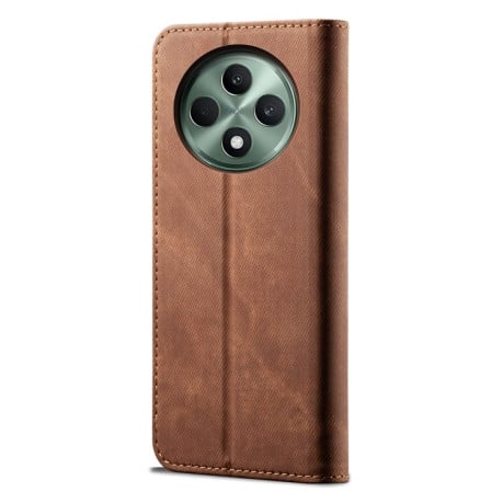 Чохол книжка Denim Texture Casual Style на OPPO Reno12 F/12 FS 5G Global - коричневий