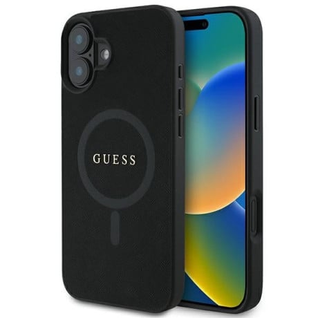 Оригинальный чехол Guess Saffiano MagSafe на iPhone 16 Plus - Black